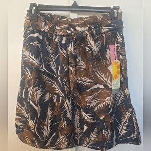C.C - Women's Brown Leaf Print Skirt - NWT - SIZE SMALL